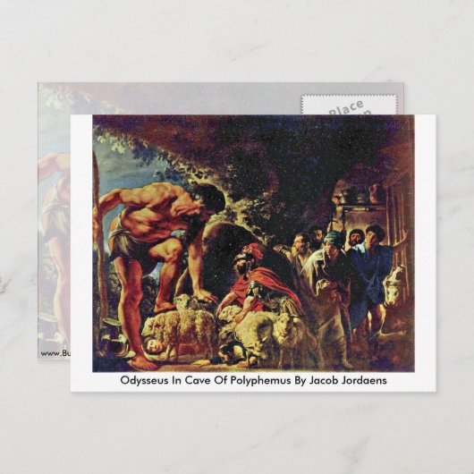 ジェイコブ・ジョルダンのポリヘムスの洞窟のオデュッセウス ポストカード (正面/裏面)