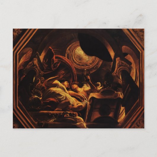 ジェイコブ・ジョルダン – キューピッドとサイチェの愛 ポストカード (正面)