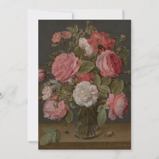 ジェイコブ・ヴァン・ハルズドンク – バラをガラスの花瓶に入れて 招待状 (正面)