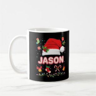 ジェイソンサンタクロースハットファミリーメリークリスマスクリスマス コーヒーマグカップ