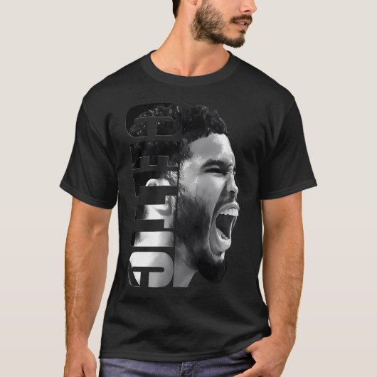 ジェイソン・テイタム - 黒 白 Tシャツ (正面)