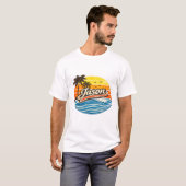 ジェイソン レトロ サンセット 名前 デザイン Tシャツ (正面フル)
