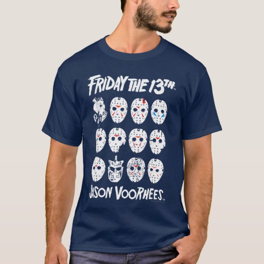 ジェイソン・ヴォーヒーズのマスク 13日の金曜日 ホラー映画 Tシャツ (正面)