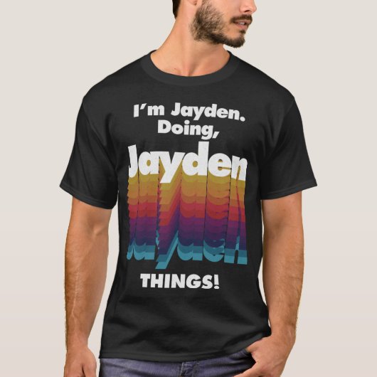 ジェイデンをやっているおもしろい誕生日名 Tシャツ (正面)