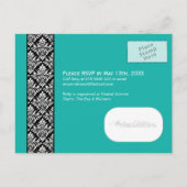 ジェイドアンドブラックダマスクブライダルシャワー招待状 インビテーションポストカード (裏面)