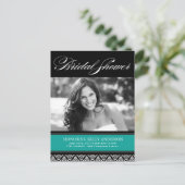 ジェイドアンドブラックダマスクブライダルシャワー招待状 インビテーションポストカード (スタンド正面)