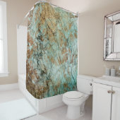 ジェイドアンド金ゴールドグリッター大理石 シャワーカーテン (インサイチュ)
