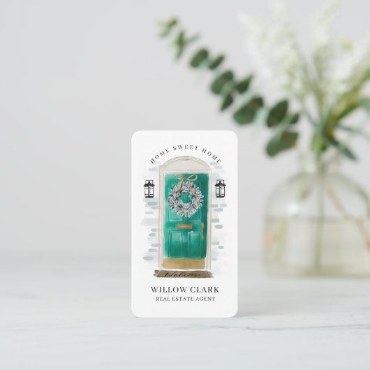 ジェイドウォーターカラーフロントドアリース実在エテート 名刺 (スタンド正面)