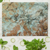 ジェイドエレガントアンドバラ金ゴールドグリッター大理石 キッチンタオル (折り畳み)