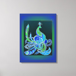 ジェイドエレガントグリーンとブルーの孔雀 キャンバスプリント