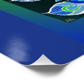 ジェイドエレガントグリーンとブルーの孔雀 ポスター (コーナー)