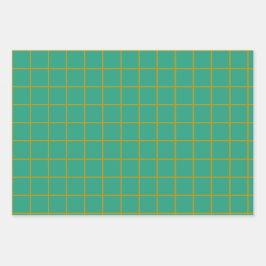 ジェイドグリーンと金ゴールド ラッピングペーパーシート