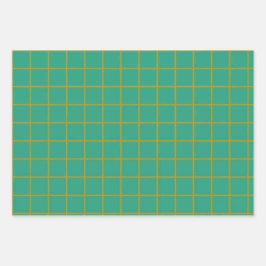 ジェイドグリーンと金ゴールド ラッピングペーパーシート (正面)