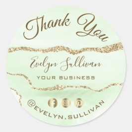 ジェイドグリーンアゲートありがとうありがとうクラシックにラウンドステッカー ラウンドシール