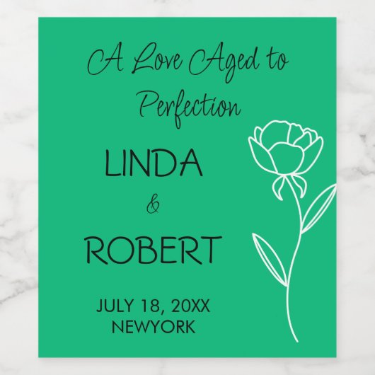 ジェイドグリーンエレガントなウェディングワインラベル ワインラベル (シングルラベル)