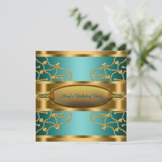 ジェイドグリーンゴールドウーマンズバースデーパーティー 招待状 (スタンド正面)