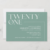 ジェイドグリーンティール（緑がかった色） |シンプル21モダン誕生日パーティー 招待状 (正面)