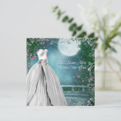 ジェイドグリーンティール(緑がかった色)ブルーピンクローズキンセアニェラ 招待状 (スタンド正面)