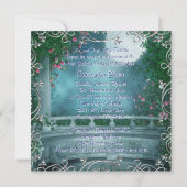ジェイドグリーンティール(緑がかった色)ブルーピンクローズキンセアニェラ 招待状 (裏面)