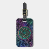 ジェイドグリーンメタルケルト結び目模様 ラゲッジタグ (正面縦)