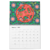 ジェイドグリーンレッド金ゴールド中国の〔占星術の〕十二宮図シンボルや象徴新年 カレンダー (2月 2027)