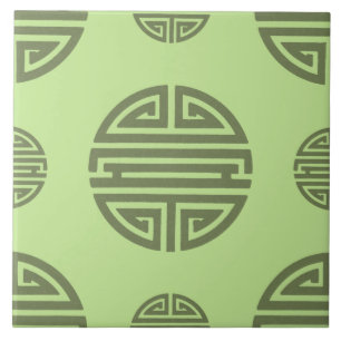 ジェイドグリーン中国の寿長寿キャラクター タイル