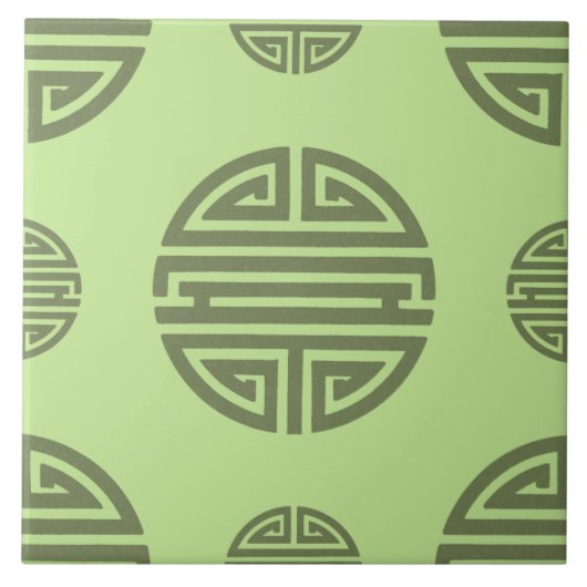 ジェイドグリーン中国の寿長寿キャラクター タイル (正面)