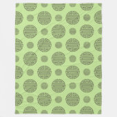 ジェイドグリーン中国の寿長寿キャラクター フリースブランケット (正面)