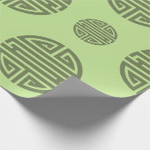 ジェイドグリーン中国の寿長寿キャラクター ラッピングペーパー (角)