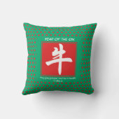 ジェイドグリーン中国の水玉模様オックスの新年 クッション (裏面)