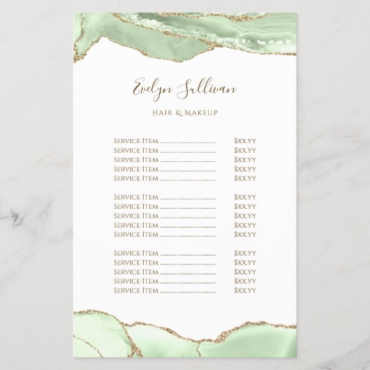 ジェイドグリーン瑪瑙の価格表フライヤー チラシ (正面)