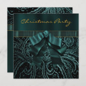 ジェイドグリーン金ゴールドクリスマスパーティの招待状 招待状 (正面/裏面)