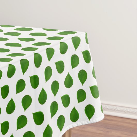 ジェイドツリーグリーン葉オンホワイト テーブルクロス (インサイチュ)