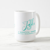 ジェイドネーム意味モノグラムJグリーンティール(緑がかった色)文字 コーヒーマグカップ (正面右)