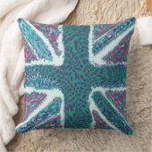 ジェイドパープルユニオンジャックリキッドアート，野生動物 クッション (ブランケット)