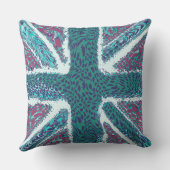 ジェイドパープルユニオンジャックリキッドアート，野生動物 クッション (裏面)