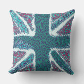 ジェイドパープルユニオンジャックリキッドアート，野生動物 クッション (正面)