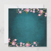 ジェイドピンク日本のさくらんぼの結婚花 招待状 (裏面)