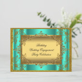 ジェイド金ゴールド結婚誕生日婚約テンプレート 招待状 (スタンド正面)