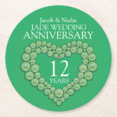 ジェイド12周年結婚ハートグリーンコースター ラウンドペーパーコースター (正面)