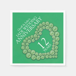 ジェイド12周年結婚ハートグリーンナプキン スタンダードカクテルナプキン