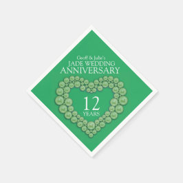 ジェイド12周年結婚ハートグリーンナプキン スタンダードカクテルナプキン