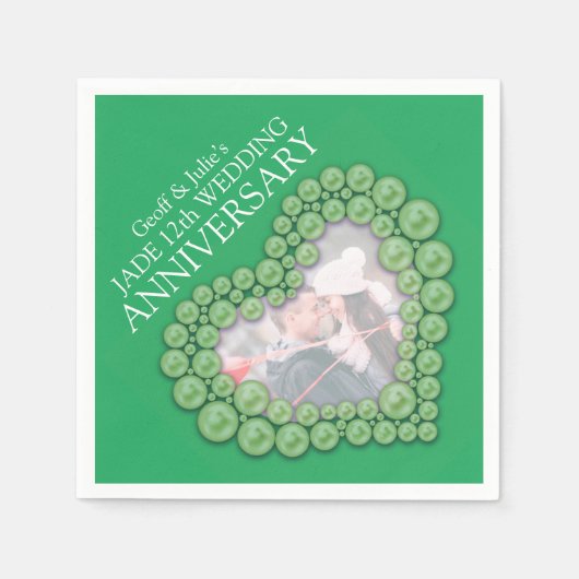 ジェイド12周年結婚ハート写真ナプキン スタンダードカクテルナプキン (正面)