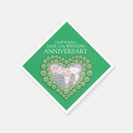 ジェイド12周年結婚ハート写真ナプキン スタンダードカクテルナプキン