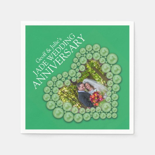 ジェイド12周年結婚記念ハートの緑の写真 スタンダードカクテルナプキン (正面)