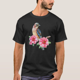 ジェイバードオンピンクカメリアブロッサム野鳥観察バードワ Tシャツ