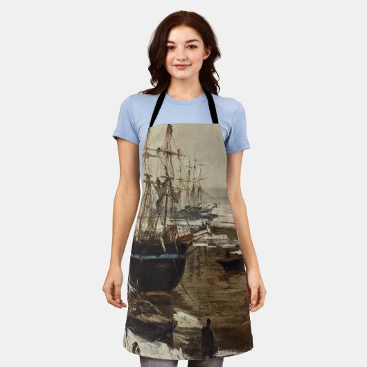 ジェイムズ・ウィスラー – ザ・テムズ・イン・アイス エプロン (着用した状態)