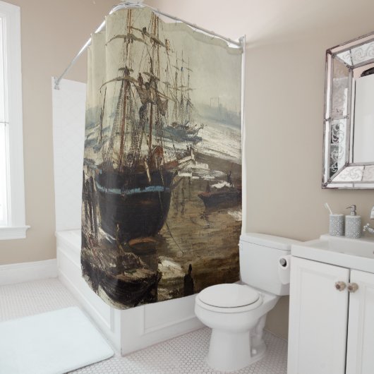 ジェイムズ・ウィスラー – ザ・テムズ・イン・アイス シャワーカーテン (インサイチュ)