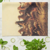 ジェイムズ・ウォーカーによる荒馬のロープ操作 キッチンタオル (折り畳み)