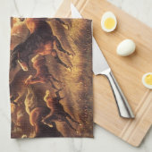 ジェイムズ・ウォーカーによる荒馬のロープ操作 キッチンタオル (四つ折り)